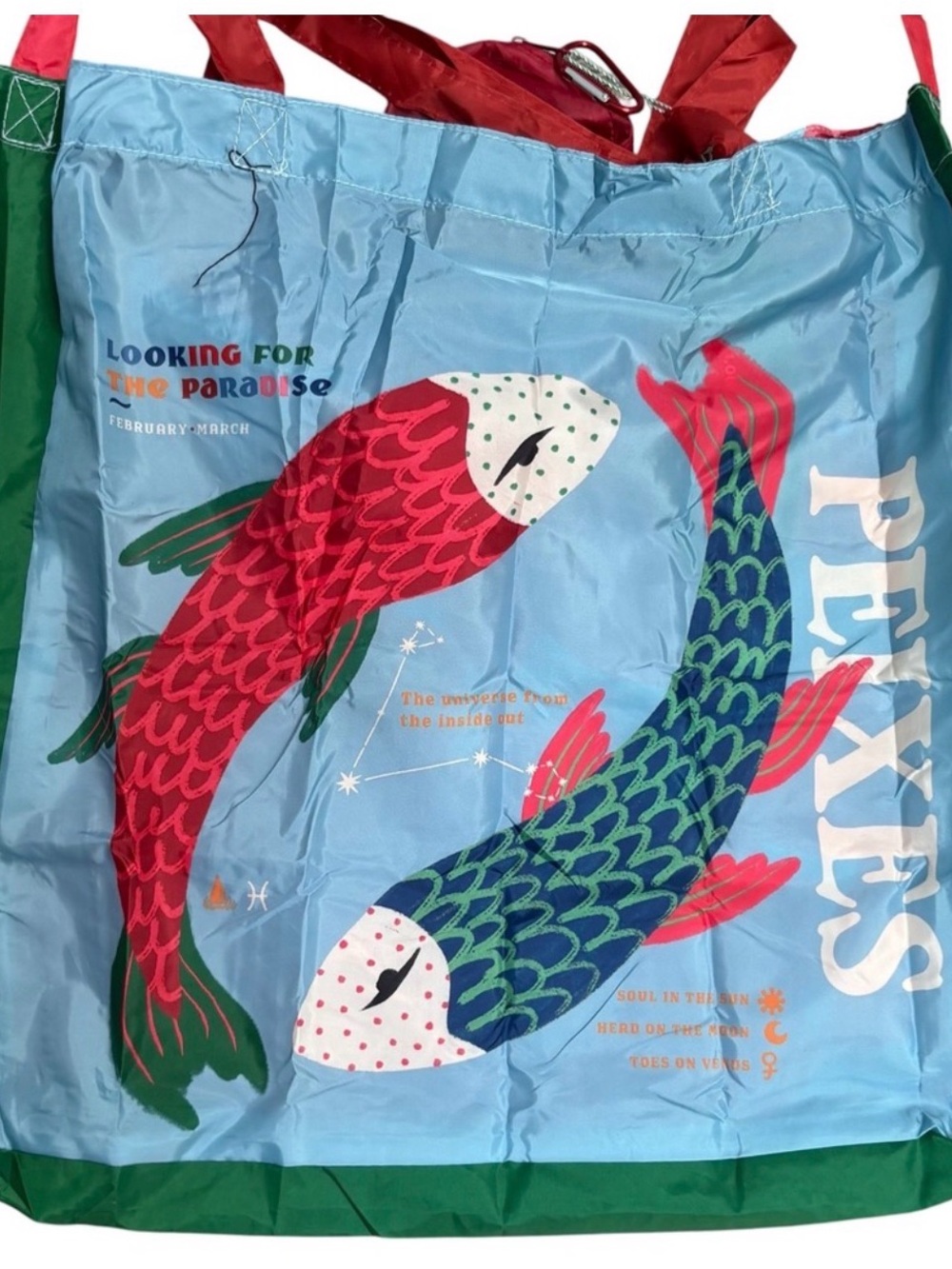 BNWT. FARM Rio Pisces Orange & Pink Koi Reusable bag with Pouch - Picture 3 of 5